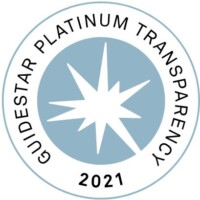 A blue and white logo with the words guidestar platinum transparency 2 0 2 1.